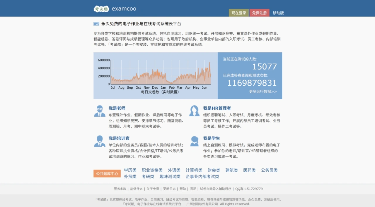 考试酷：电子作业与在线考试系统云平台