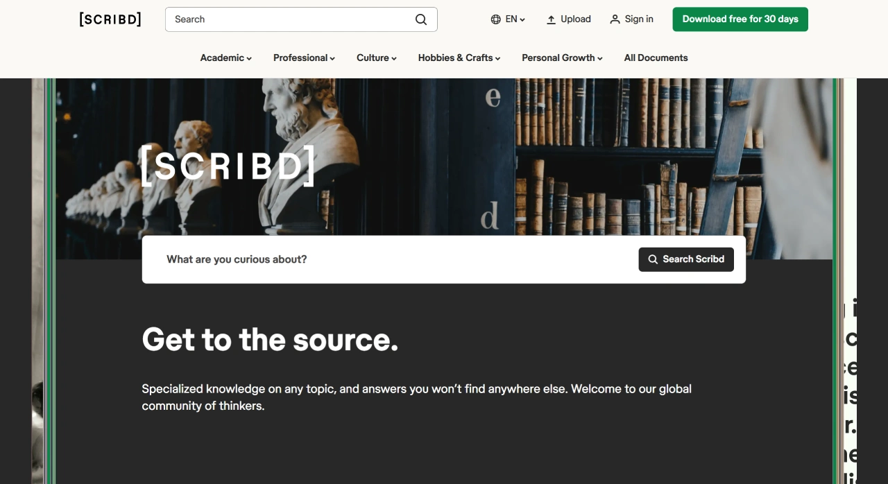 Scribd：一个提供文档分享和阅读的在线平台