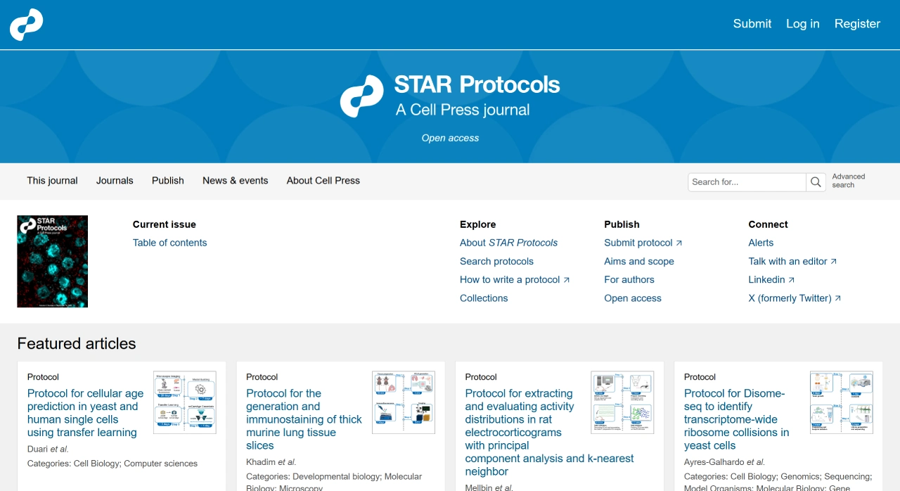 Star Protocols：Cell Press推出的生命科学实验方案期刊
