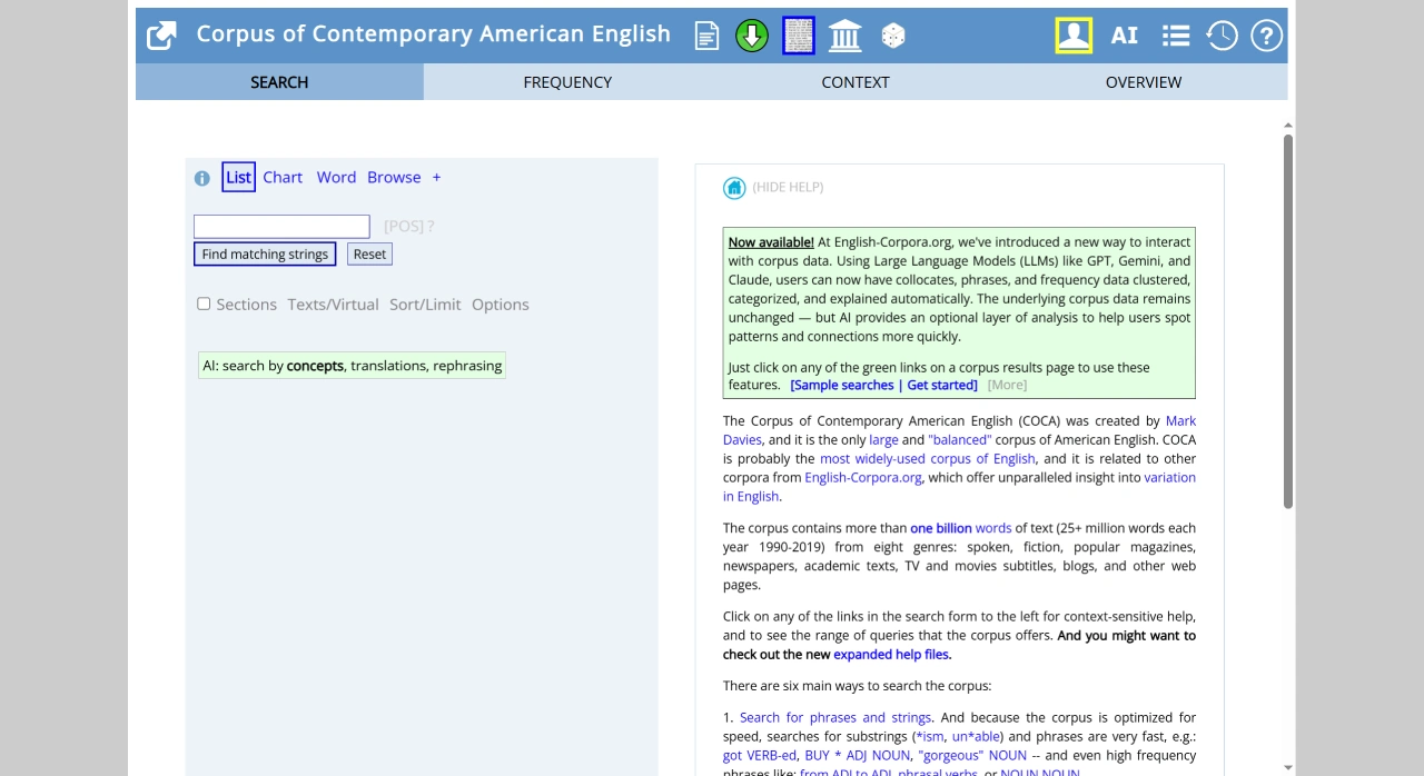 COCA词频表：美国杨百翰大学做的英语语料库