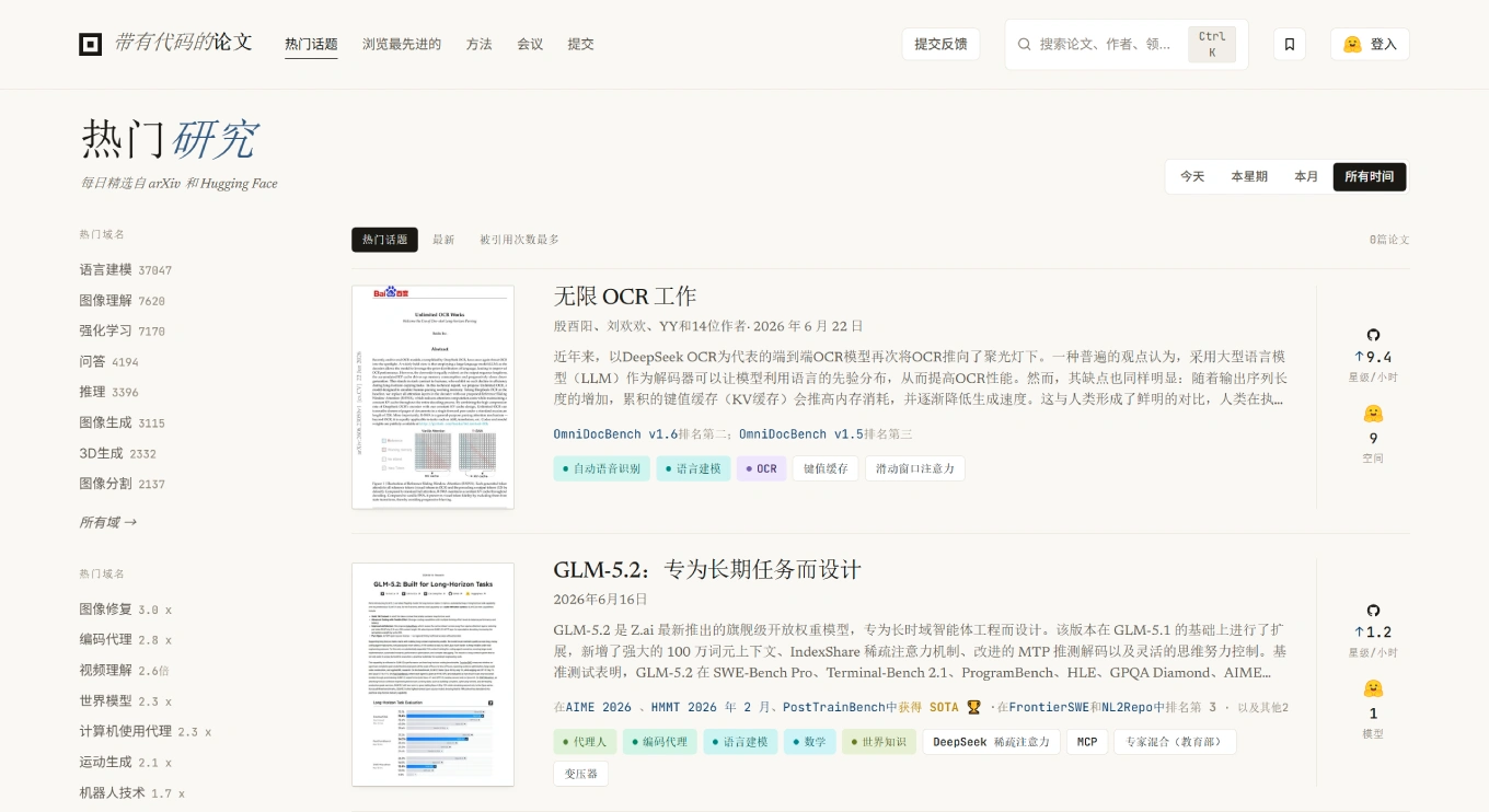 Papers with Code：机器学习领域论文与代码的社区平台