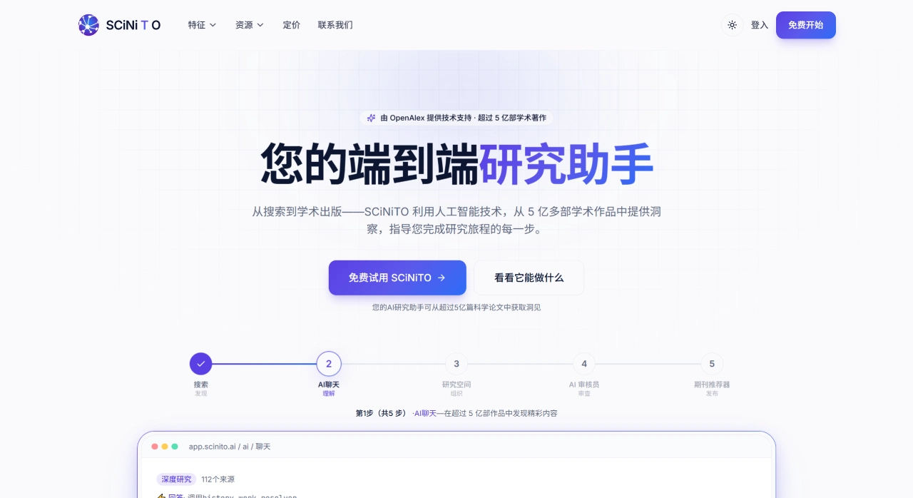 SCiNiTO：基于OpenAlex构建的端到端AI科研助手
